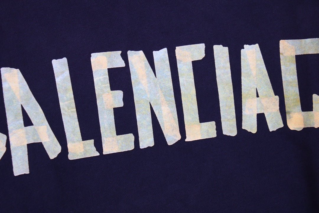 BALENCIAGA Alternative Logo Hoodie - Navy Unisex Streetwear Limited Edition