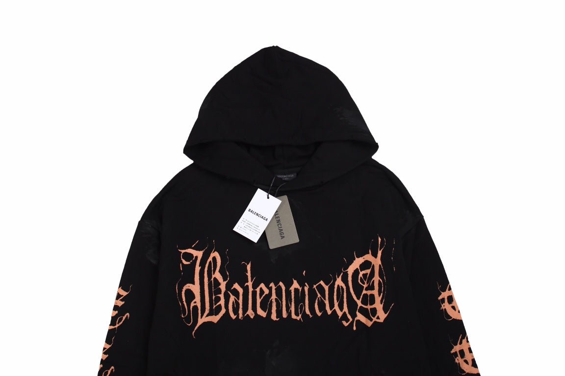 BALENCIAGA Logo Hoodie - Black Unisex Streetwear Limited Edition