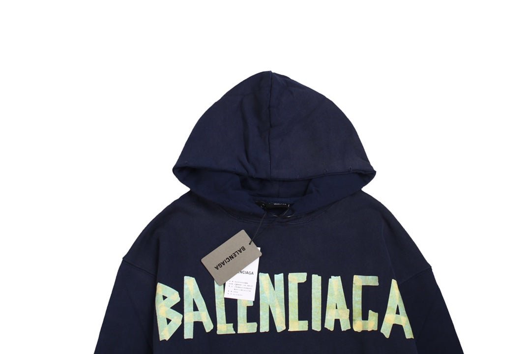 BALENCIAGA Alternative Logo Hoodie - Navy Unisex Streetwear Limited Edition
