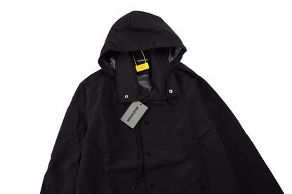 Balenciaga Jacket - Black Unisex Streetwear Limited Edition - Black jacket with hood. Front button closure and side zip pockets. Lightweight and perfect for