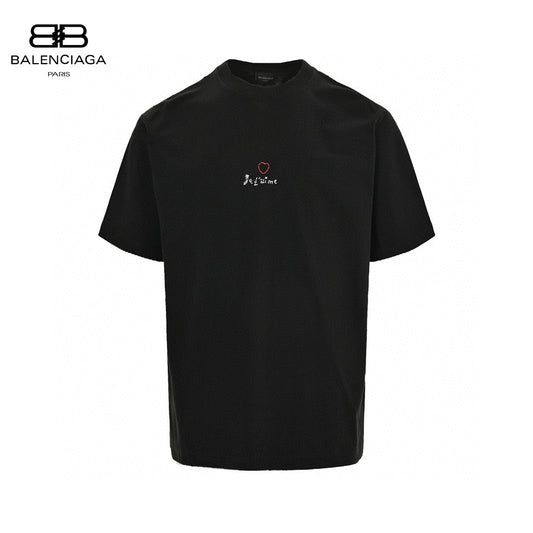 Balenciaga Je T'aime T-shirt - Black Unisex Streetwear Limited Edition - This Balenciaga t-shirt features a minimalist design with 'Je t'aime' text and a small heart