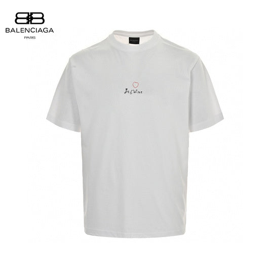 Balenciaga Je T'aime T-shirt - White Unisex Streetwear Limited Edition - This Balenciaga t-shirt features a minimalist design with 'Je t'aime' text and a small heart