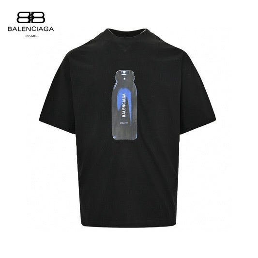 Balenciaga Juice Bottle T-shirt Unisex Streetwear Limited Edition - This Balenciaga t-shirt features a unique print of a juice bottle with the Balenciaga logo.