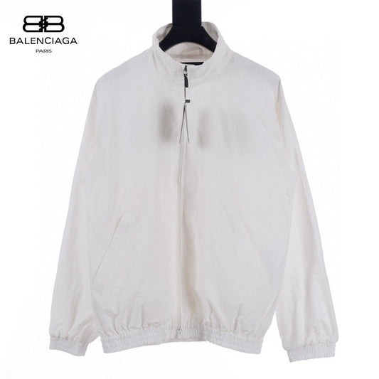 Balenciaga Lightweight Jacket - White Unisex Streetwear Limited Edition - This Balenciaga jacket features a minimalist design in a clean white color. It has a