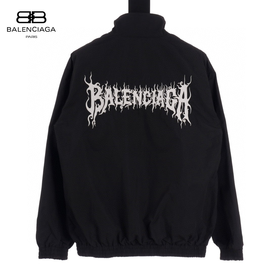 Balenciaga Lightweight Jacket - - Black Unisex Streetwear Limited Edition - This Balenciaga jacket features a minimalist design in a sleek black color. It has a