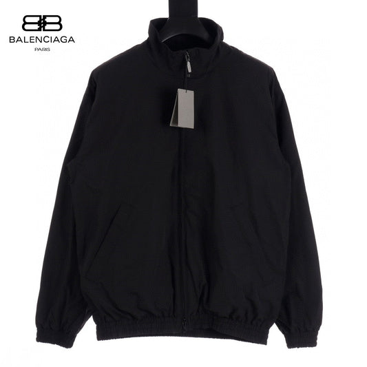 Balenciaga Lightweight Jacket - - Black Unisex Streetwear Limited Edition - This Balenciaga jacket features a minimalist design in a sleek black color. It has a