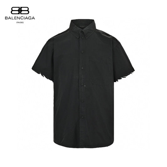 Balenciaga Logo Back Graphic Shirt - Black Unisex Streetwear Limited Edition - The Balenciaga Logo Back Graphic Shirt in black features a bold red graphic logo on
