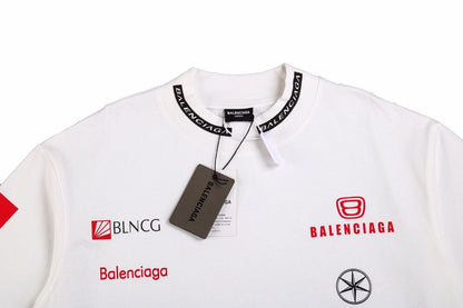 CAMISETA BLANCA CON LOGOTIPO DE PATROCINADOR DE BALENCIAGA