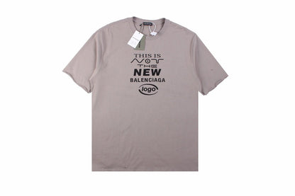 Balenciaga 'this Is Not The New Logo' T-shirt - Red Unisex Streetwear Limited Edition - This unique taupe-colored Balenciaga t-shirt carries a self-aware message, 'This is Not the New Balenciaga