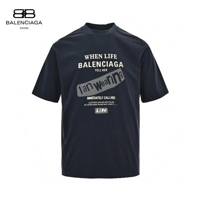 Balenciaga T-Shirt - Navy Back Logo - logo - replica sneakers