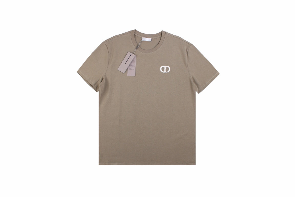 Dior Double D Logo T-shirt (khaki) - White Unisex Streetwear Limited Edition - <p dir='ltr'><span>This Dior t-shirt features a minimalist design with the 'CD' logo embroidered on