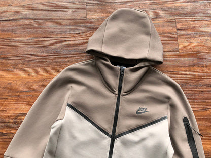 NIKE Tech Fleece Hoodie - Olive - Enigma Stone - Grey Unisex Streetwear Limited Edition - The NIKE TECH FLEECE HOODIE OLIVE GREY/ENIGMA STONE - REPLICA delivers the perfect fusion of