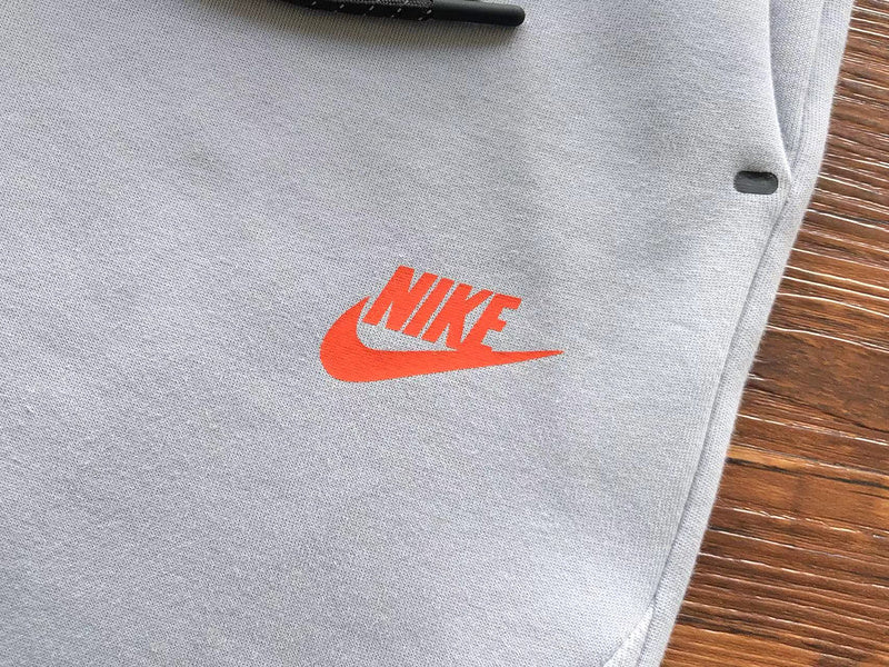 NIKE TECH FLEECE PANTS x WOLF GREY/AQUAMARINE/ORANGE - logo - replica sneakers