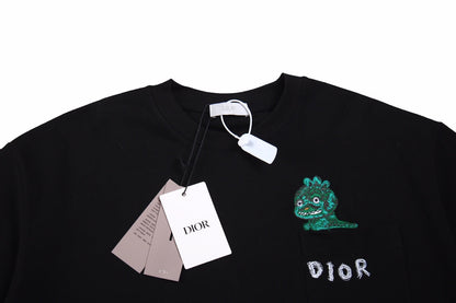 Camiseta Dior con bordado de lagarto - Negra