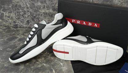 PRADA America's Cup Silver Sneakers - Black Unisex Streetwear Limited Edition