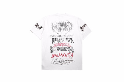 Balenciaga Multi-logo T-shirt (white) Unisex Streetwear Limited Edition - <p dir='ltr'><span>Statement white t-shirt featuring multiple Balenciaga logos in various fonts and styles. This