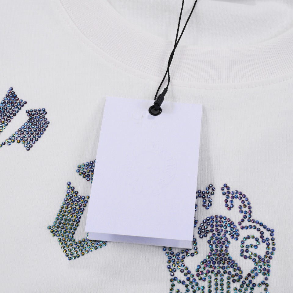 CHROME Hearts Glitter Graphic T-shirt - White Unisex Streetwear Limited Edition