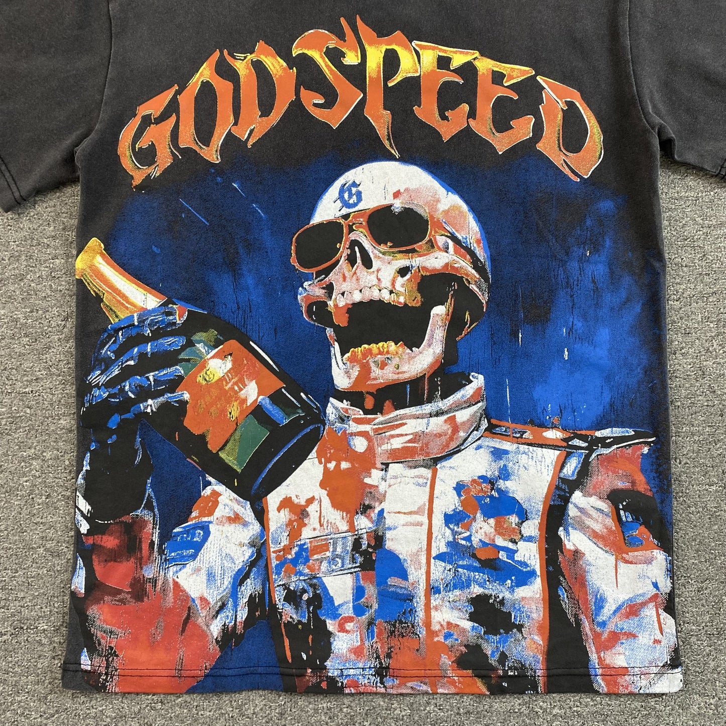 GODSPEED Victory Toast T-shirt Washed - Black Unisex Streetwear Limited Edition