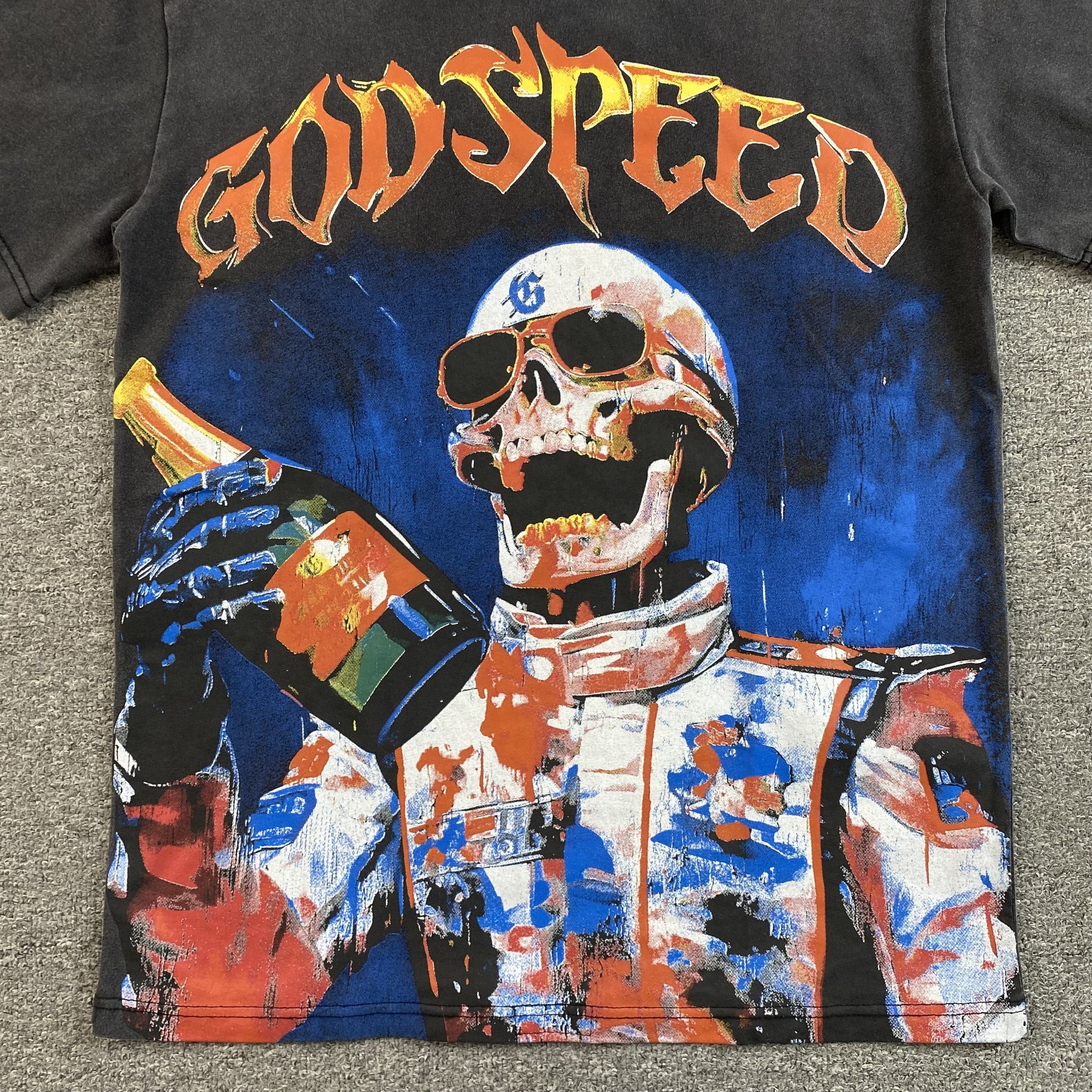 GODSPEED Victory Toast T-shirt Washed - Black Unisex Streetwear Limited Edition