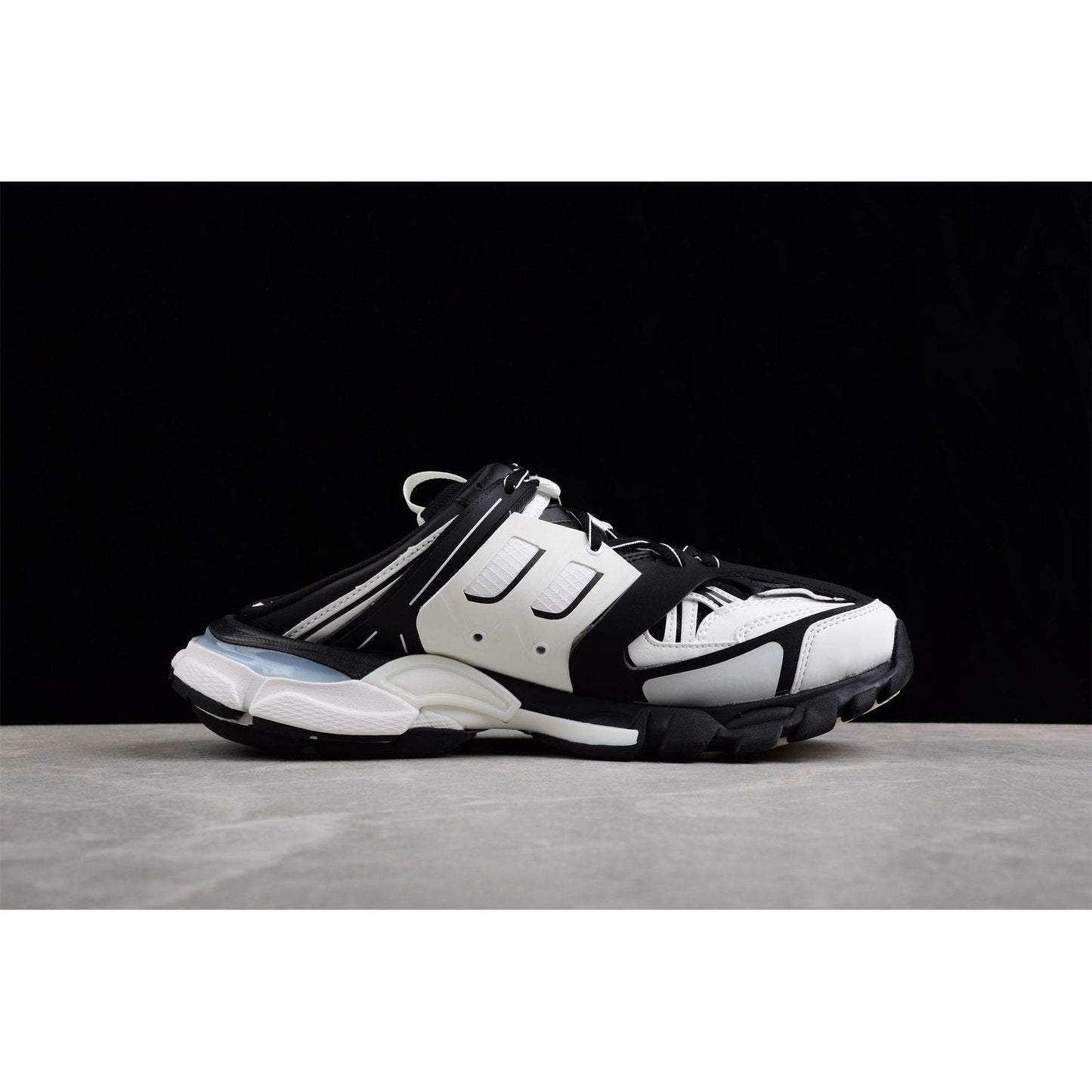 BALENCIAGA Track Mule - White - Black Unisex Streetwear Limited Edition - Introducing the BALENCIAGA Track Mule x Black White, a fusion of athletic innovation and modern