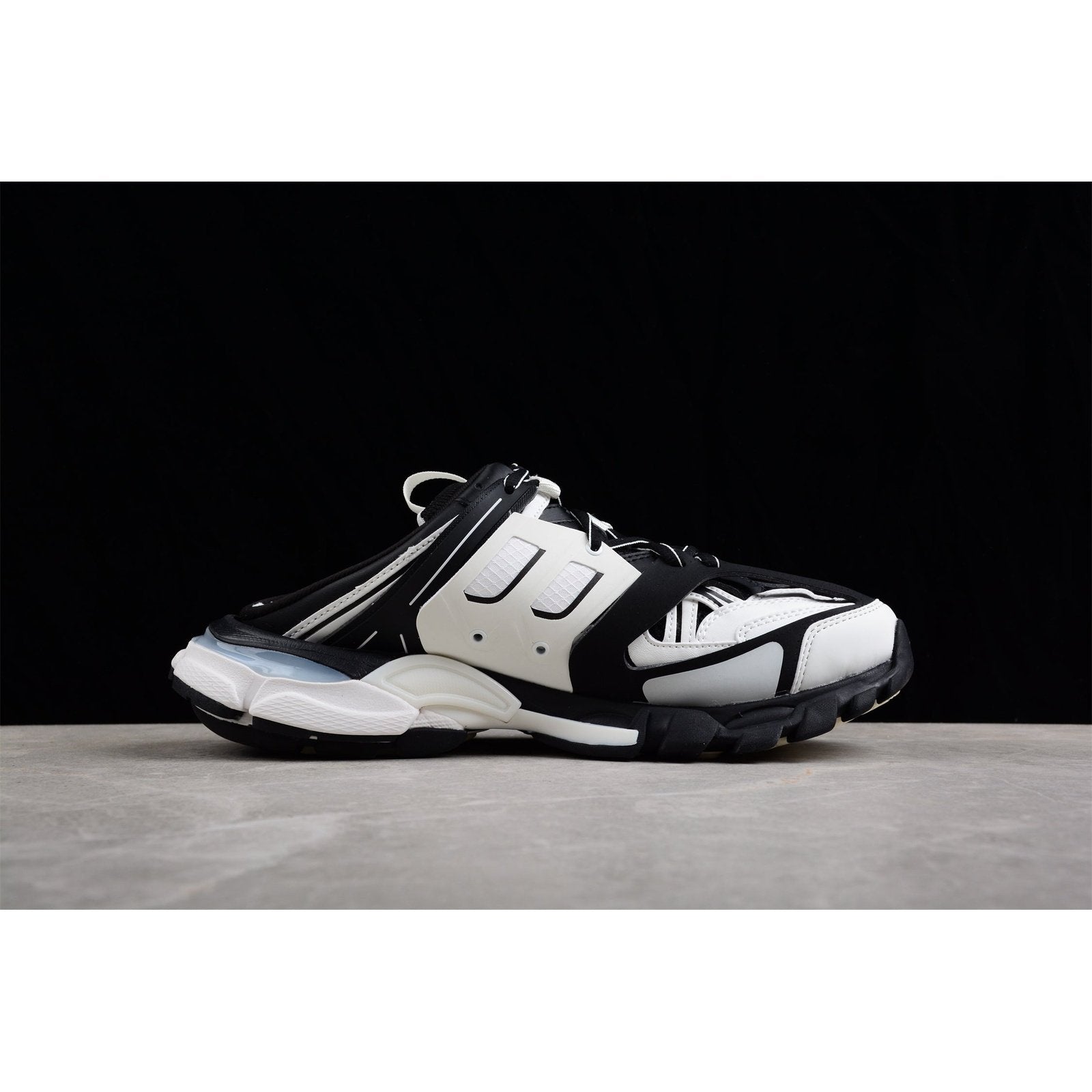 BALENCIAGA Track Mule - White - Black Unisex Streetwear Limited Edition - Introducing the BALENCIAGA Track Mule x Black White, a fusion of athletic innovation and modern