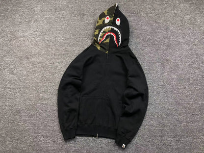 BAPE Shark Full Zip Hoodie - Black Unisex Streetwear Limited Edition