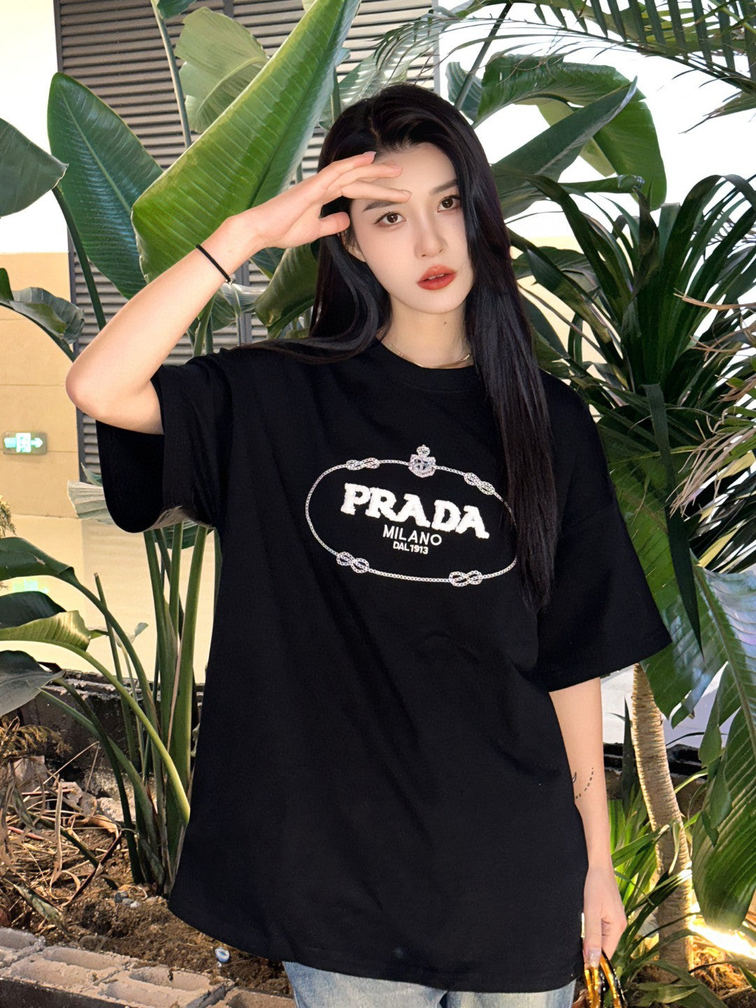 Prada Milano Black Logo T-Shirt - box - replica sneakers