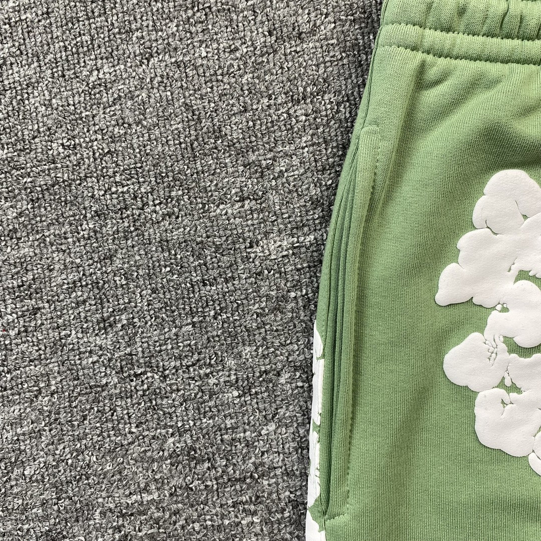 PANTALONES DEPORTIVOS DENIM TEARS CON CORONA DE ALGODÓN, VERDE CLARO