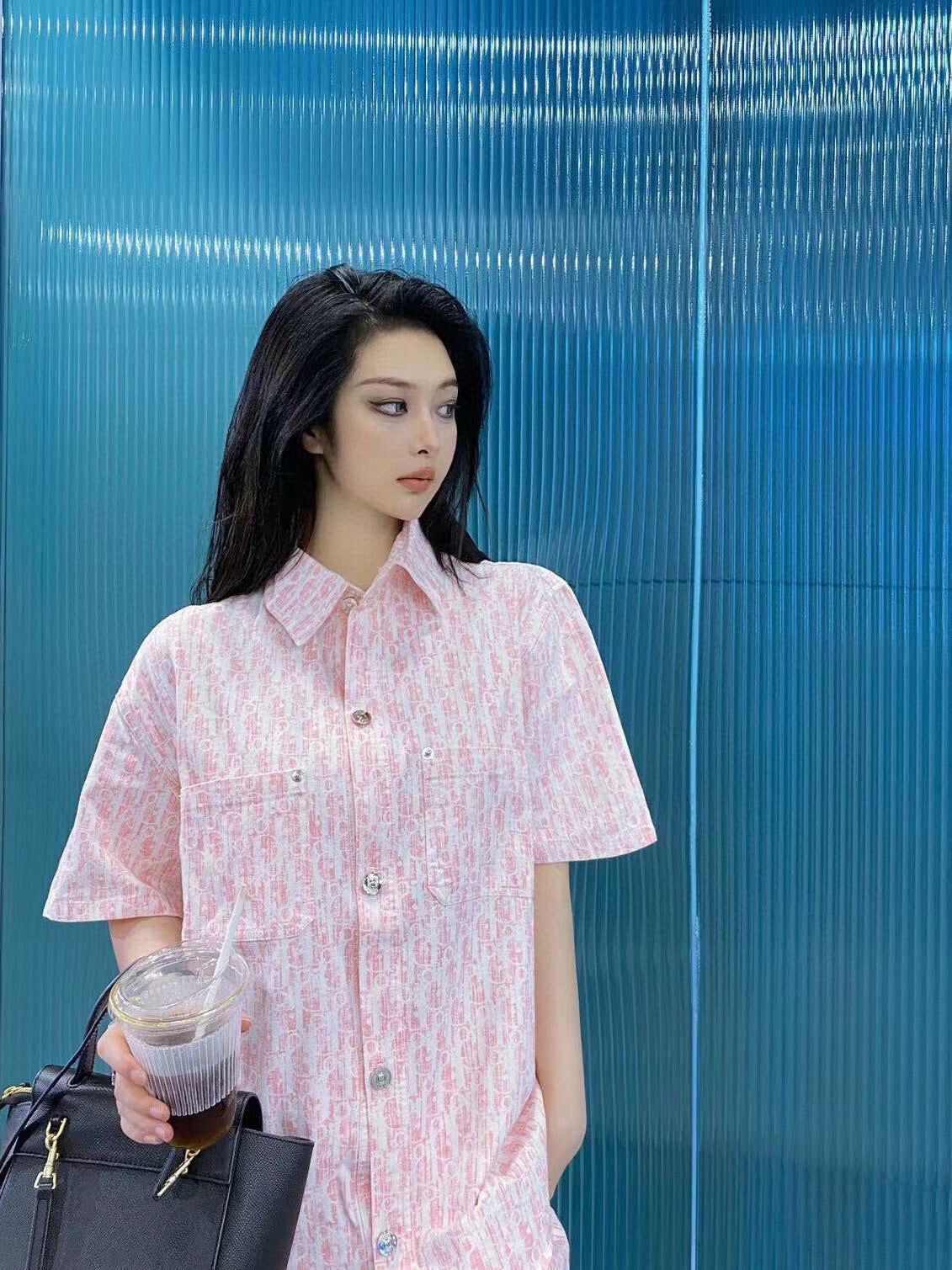 Camisa Dior Monogram (Rosa/Blanco)