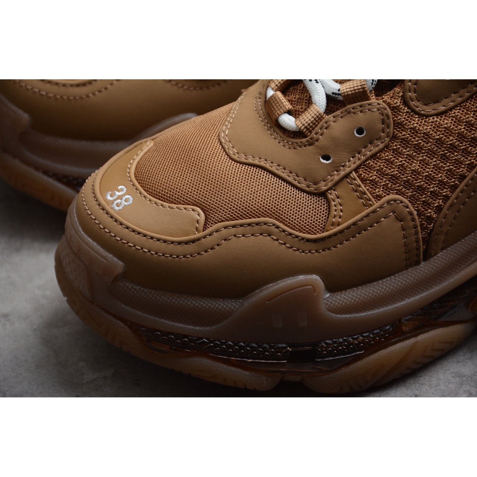 BALENCIAGA Triple S Clear Sole - Sneakers - Brown Unisex Streetwear Limited Edition - The Balenciaga Triple S Clear Sole x Brown reimagines the iconic Triple S sneaker with
