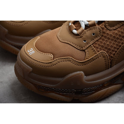 BALENCIAGA Triple S Clear Sole - Sneakers - Brown Unisex Streetwear Limited Edition - The Balenciaga Triple S Clear Sole x Brown reimagines the iconic Triple S sneaker with