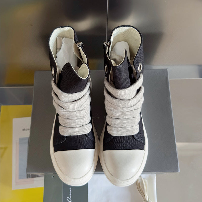 Rick Owens Drkshdw Ramones High-top Sneakers - Black Unisex Streetwear Limited Edition - Introducing the Rick Owens DRKSHDW Ramones High-Top Sneakers, a perfect blend of avant-garde design and