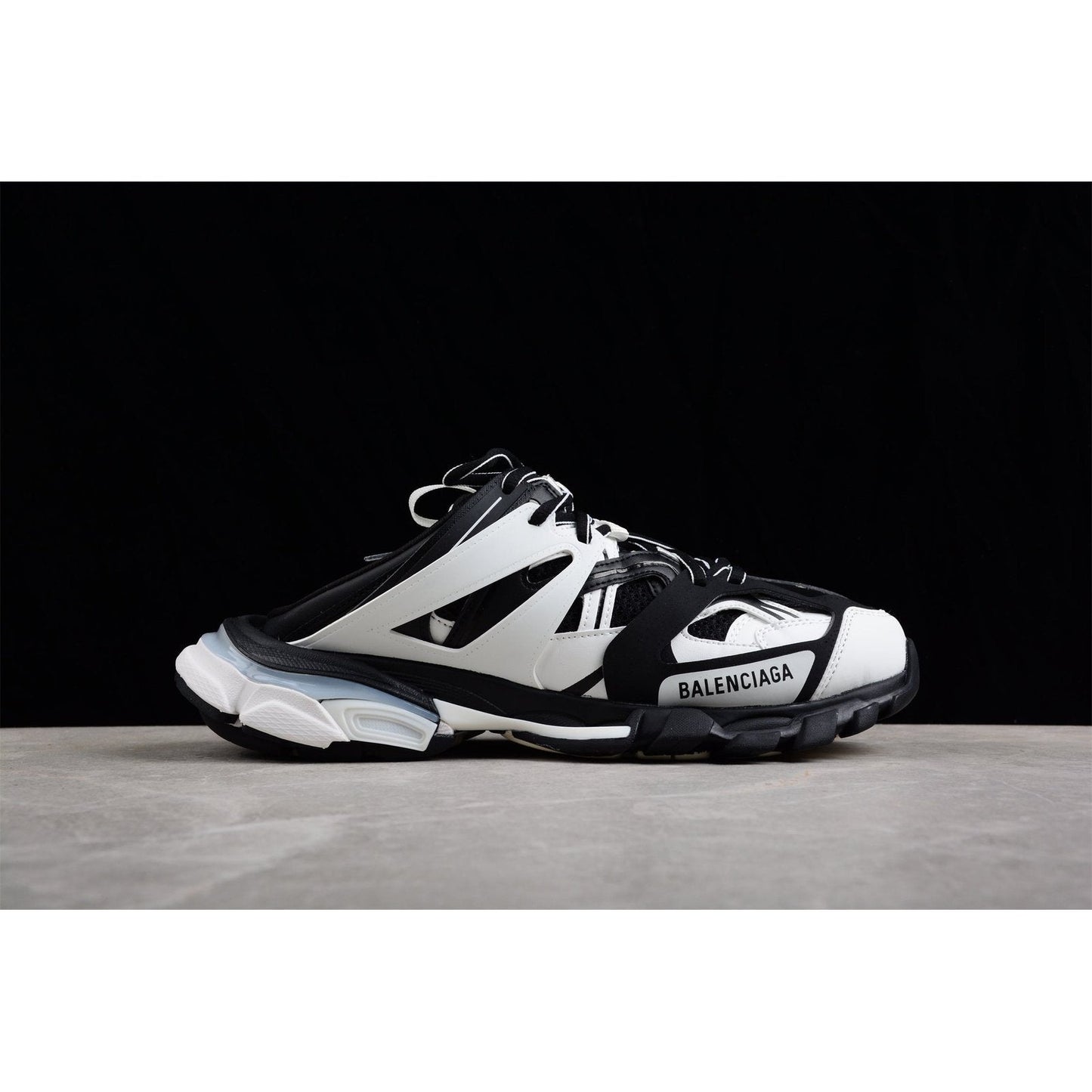 BALENCIAGA Track Mule - White - Black Unisex Streetwear Limited Edition - Introducing the BALENCIAGA Track Mule x Black White, a fusion of athletic innovation and modern