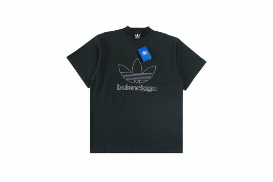 Balenciaga T-shirt With Adidas Logo - Black Unisex Streetwear Limited Edition - <p dir='ltr'><span>Black t-shirt featuring a large Adidas trefoil logo with Balenciaga branding. Combines classic