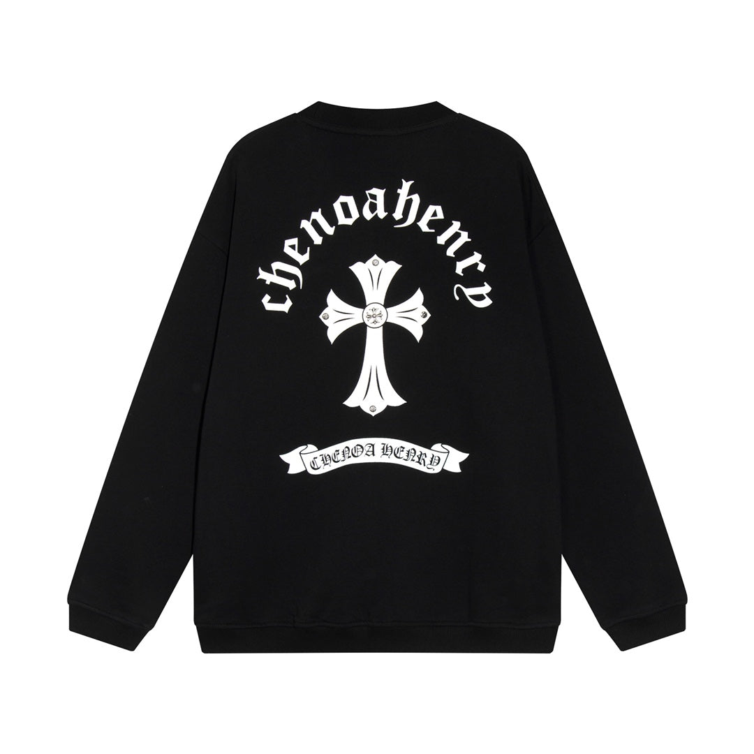 CHROME Hearts White Cross Sweatshirt - Black Unisex Streetwear Limited Edition