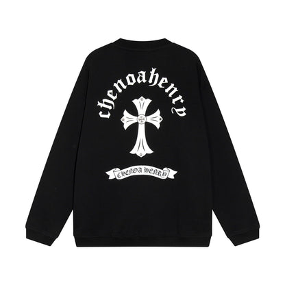 CHROME Hearts White Cross Sweatshirt - Black Unisex Streetwear Limited Edition