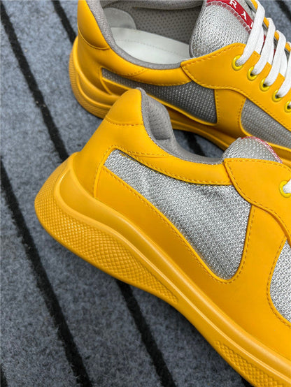 PRADA America's Cup Soft Rubber Silver Sneakers - Yellow Unisex Streetwear Limited Edition