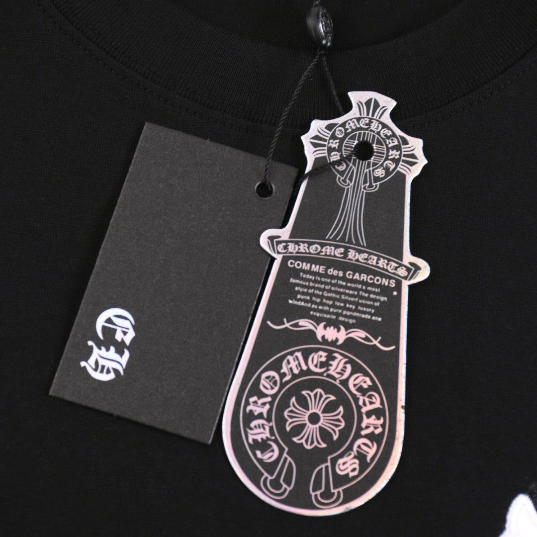 CHROME Hearts White Cross T-shirt - Black Unisex Streetwear Limited Edition