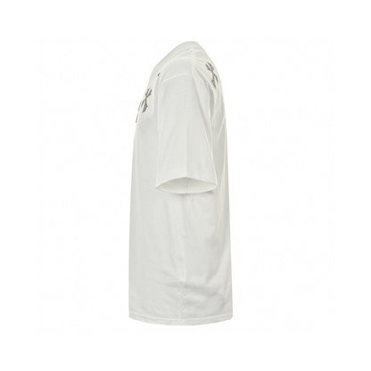 CHROME Hearts Cross Patch Collar T-shirt - White Unisex Streetwear Limited Edition - The CHROME HEARTS CROSS PATCH COLLAR T-SHIRT WHITE - REPLICA blends premium streetwear aesthetics with