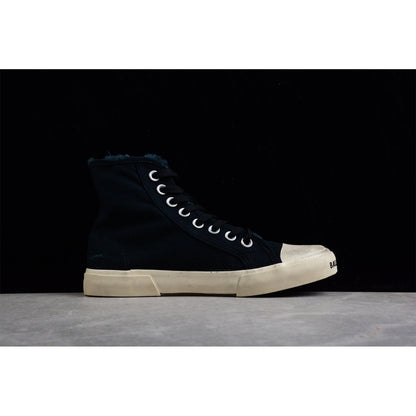 BALENCIAGA Paris High Vulc Destr - Sneakers - Black Unisex Streetwear Limited Edition - Introducing the BALENCIAGA Paris High Vulc Destr x Black, an avant-garde masterpiece blending high fashion