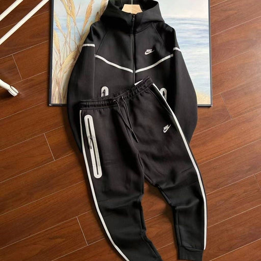 NIKE Tech Fleece Pants - Wolf Grey - White - - Black Unisex Streetwear Limited Edition - The NIKE TECH FLEECE HOODIE WOLF GREY/WHITE/BLACK - REPLICA is the perfect blend of modern