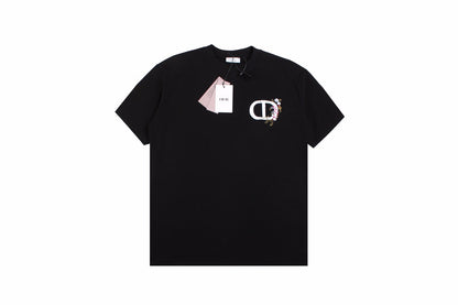 Dior T-shirt With Floral Cd Logo - Black Unisex Streetwear Limited Edition - <p dir='ltr'><span>This Dior t-shirt features a floral CD logo design. It is black with