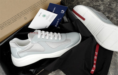 PRADA America's Cup Silver Sneakers - Grey Unisex Streetwear Limited Edition