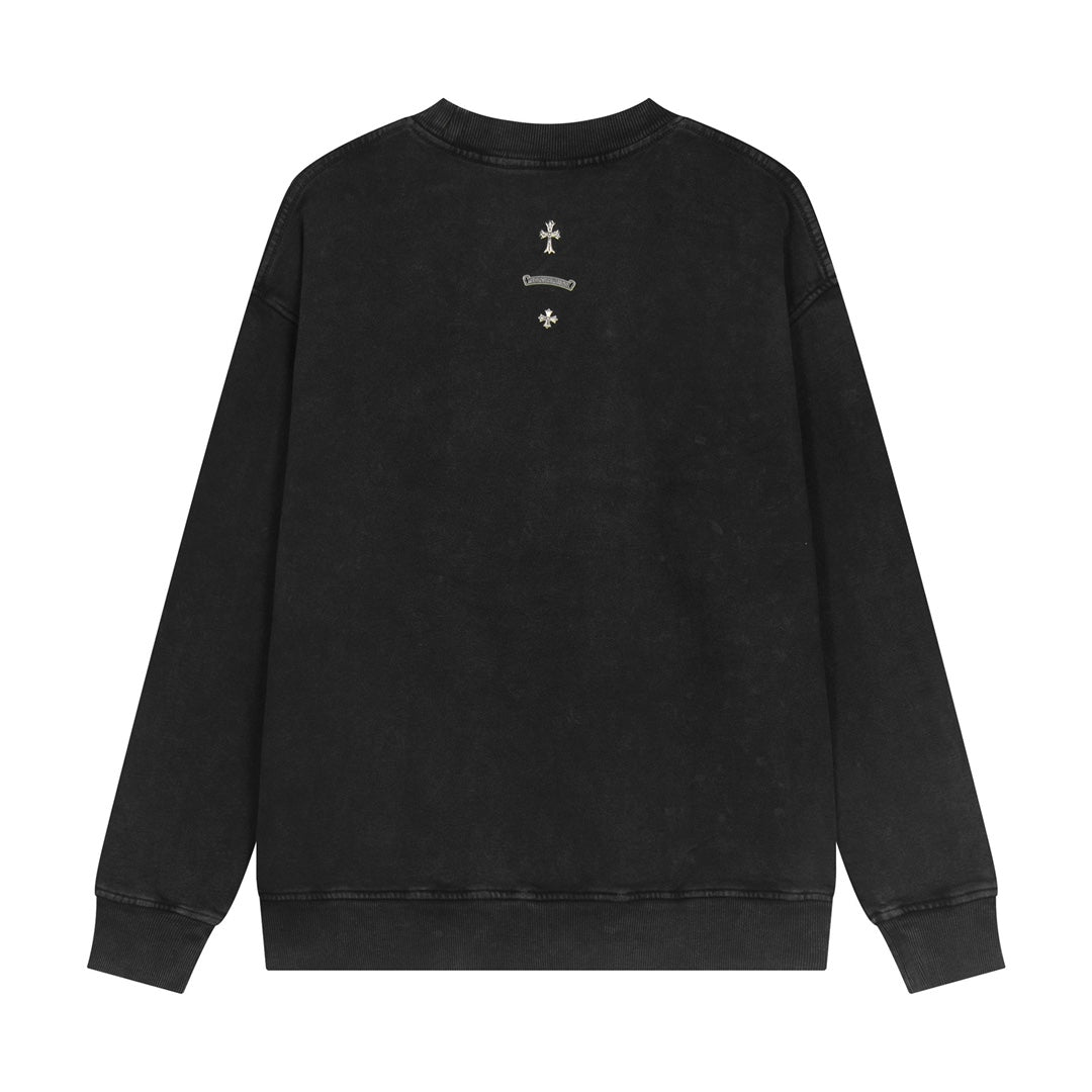 CHROME Hearts Metallic Cross Sweatshirt - Black Unisex Streetwear Limited Edition