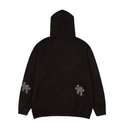 CHROME Hearts Cross Patch Hoodie - Black Unisex Streetwear Limited Edition