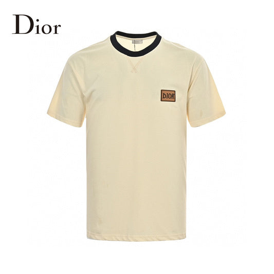 Dior Cream T-shirt With Trim - Black Unisex Streetwear Limited Edition - <span>This Dior t-shirt features a minimalist design with a cream-colored cotton fabric and black trim