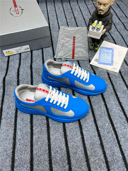 PRADA America's Cup Soft Rubber Silver Sneakers - Blue Unisex Streetwear Limited Edition