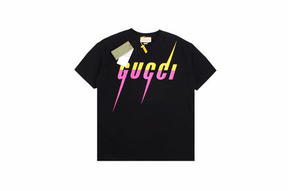 Gucci T-shirt With Retro Logo (black) Unisex Streetwear Limited Edition - <p dir='ltr'><span>Black t-shirt featuring a bold Gucci logo in a retro font with pink