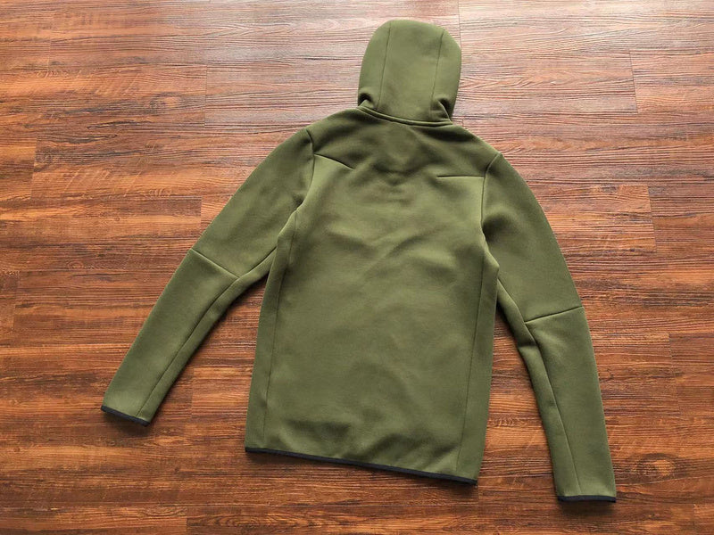 NIKE Tech Fleece Hoodie - Olive - Green Unisex Streetwear Limited Edition - The NIKE TECH FLEECE HOODIE OLIVE GREEN - REPLICA is the perfect fusion of athletic
