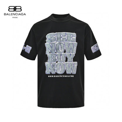 Balenciaga T-shirt - Te - T And Graphic Design - Black Unisex Streetwear Limited Edition - <span>This Balenciaga t-shirt features a bold design with various texts and a graphic on the